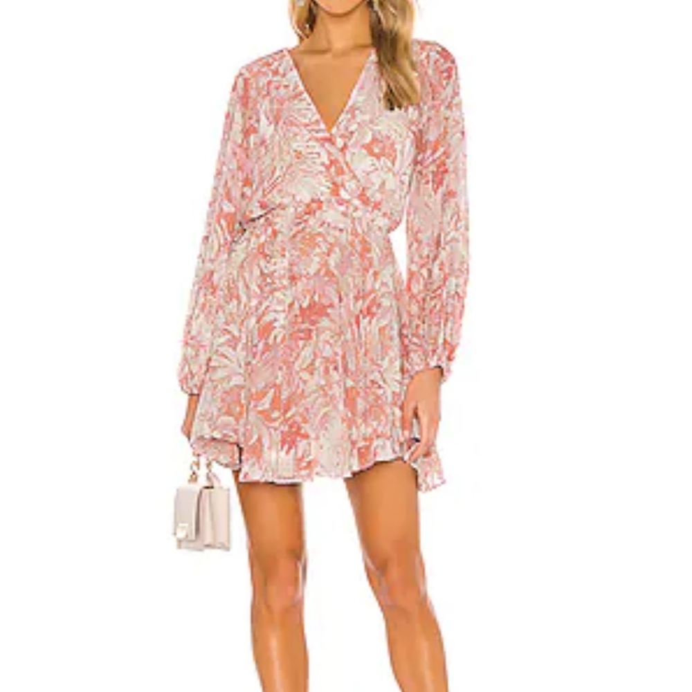 Astr Long Sleeve Floral Dress in Pink and White